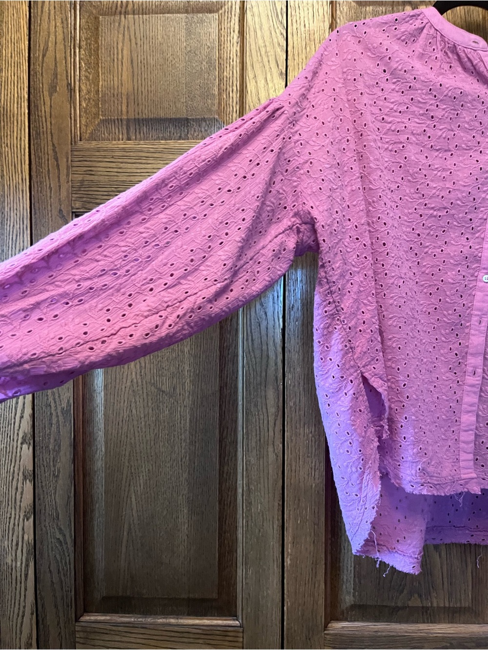 Free People Lavender Pink Eyelet Button-Front Blouse - Picture 2 of 4